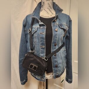 Juicy Couture Black/Blue Nylon Leather Cotton Crossbody Messenger Bag